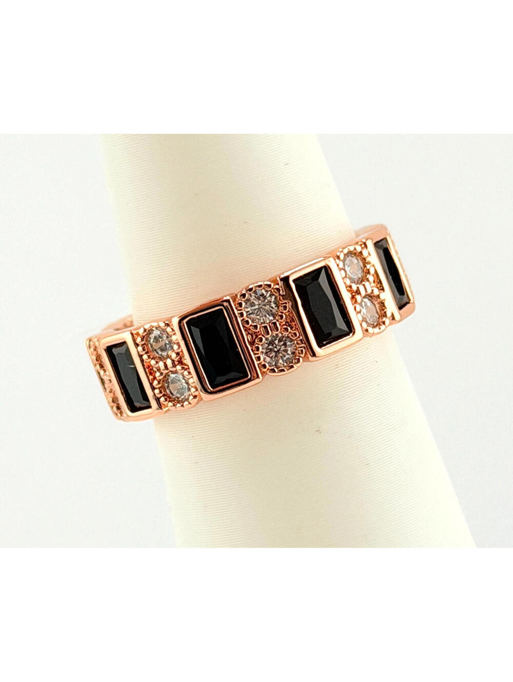 Bomb Party Ring Sz 8 "Talk The Talk" Black Onyx on Rose Gold BORG
